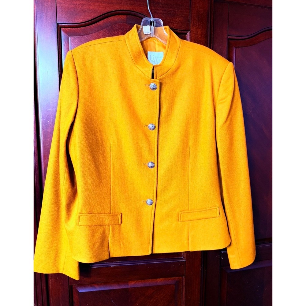 Clifford & Wills Vintage Mustard‎ Yellow 100% Wool Mandarin Collar Blazer 14P
